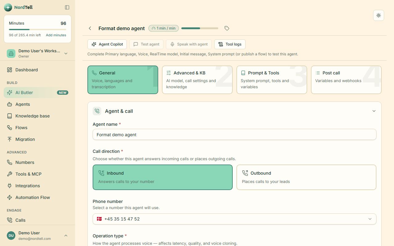 Agent editor